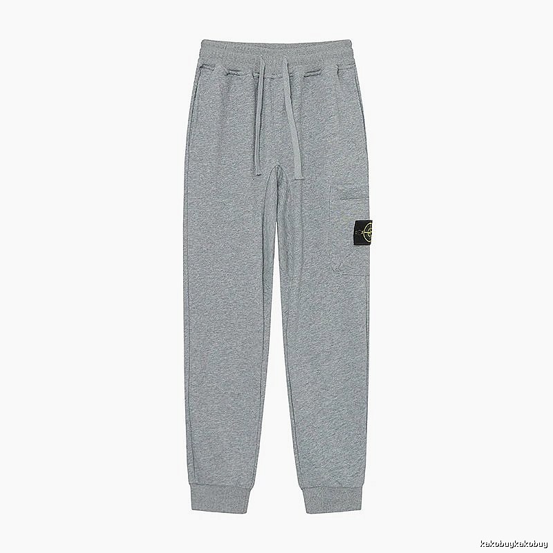 Stone Island Compass Logo Casual Light Grey Cuffed Sweatpants