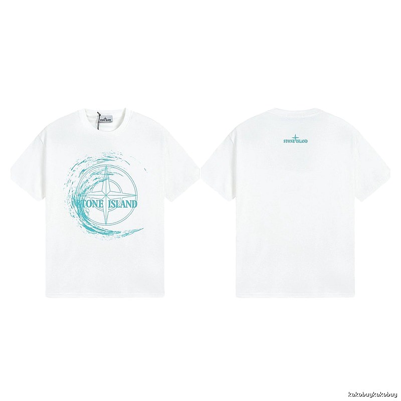 Stone Island Compass Print Street Style White T-Shirt