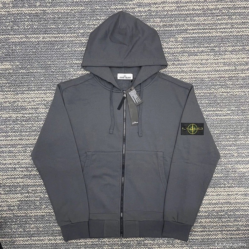 Stone Island Dark Gray Zip Hoodie Travel Styling