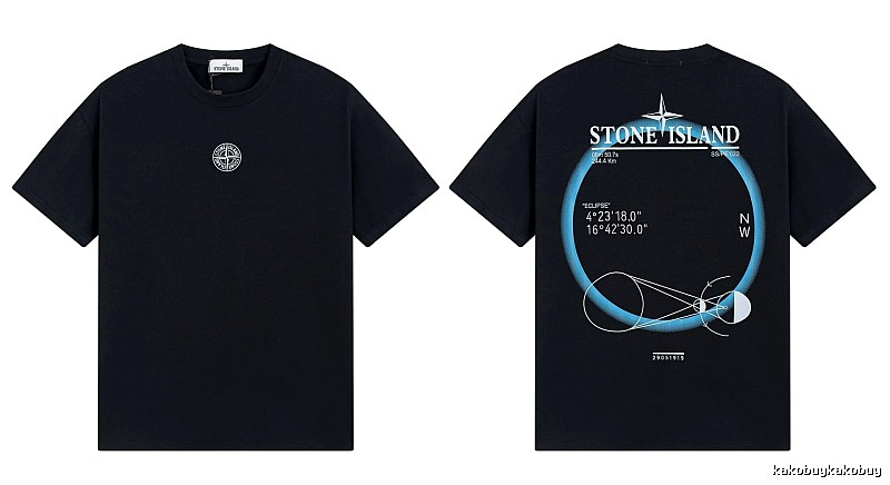 Stone Island Eclipse Collection Techwear Style Black Short-sleeve T-shirt