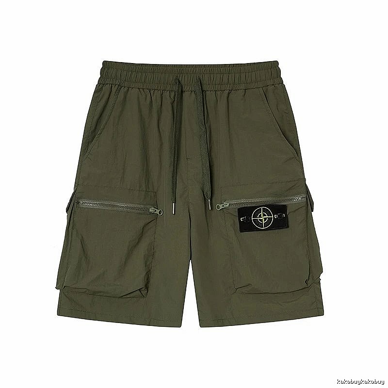 Stone Island Functional Style Army Green Cargo Shorts