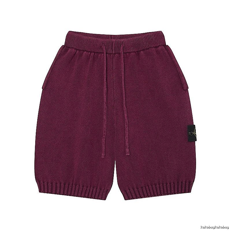 Stone Island Knit Casual Style Burgundy Shorts