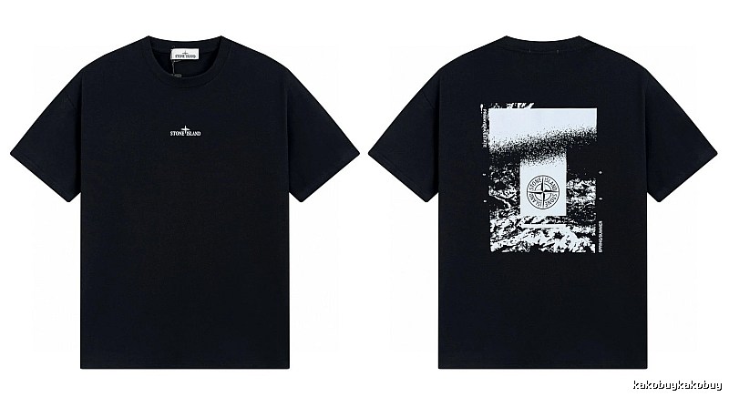 Stone Island Printed Functional Style Black Short Sleeve T-Shirt