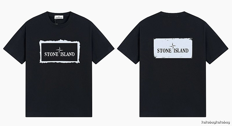 Stone Island Printed Street Style Black T-Shirt