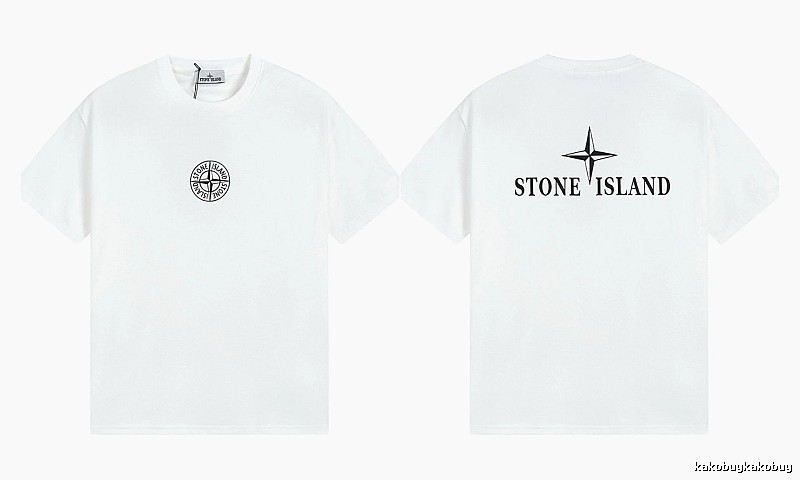 Stone Island Printed Street Style White Short Sleeve T-shirt