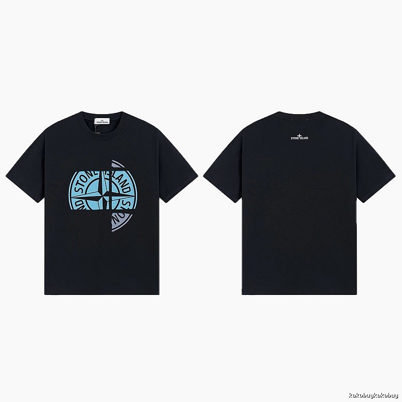 Stone Island Split Compass Street Style Black T-Shirt