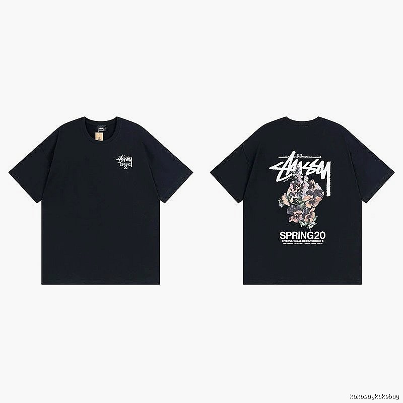 Stussy Black Spider Graphic T-Shirt Warm Weather Logo