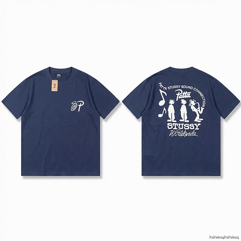 Stussy Co-branded Hip-hop Style Navy Blue T-shirt