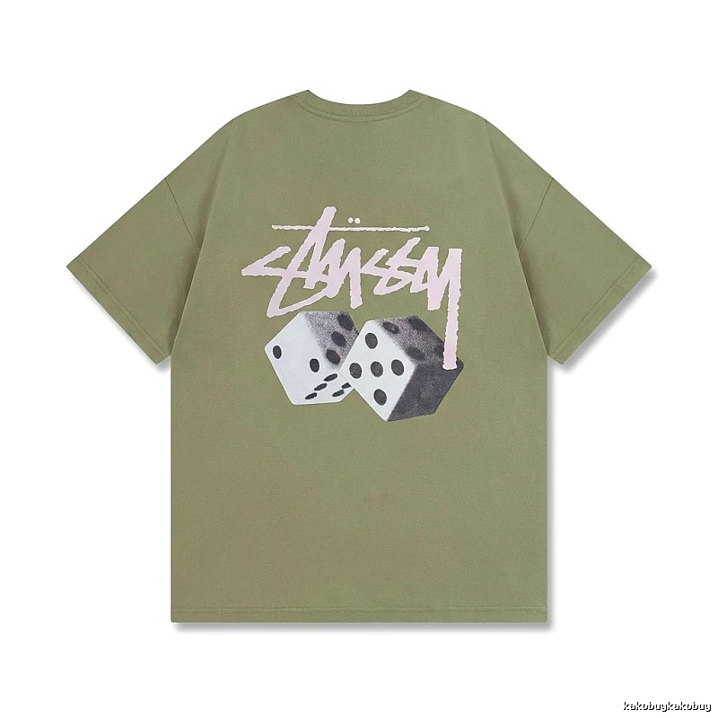 Stussy Dice Trend Brand Olive Green T-shirt