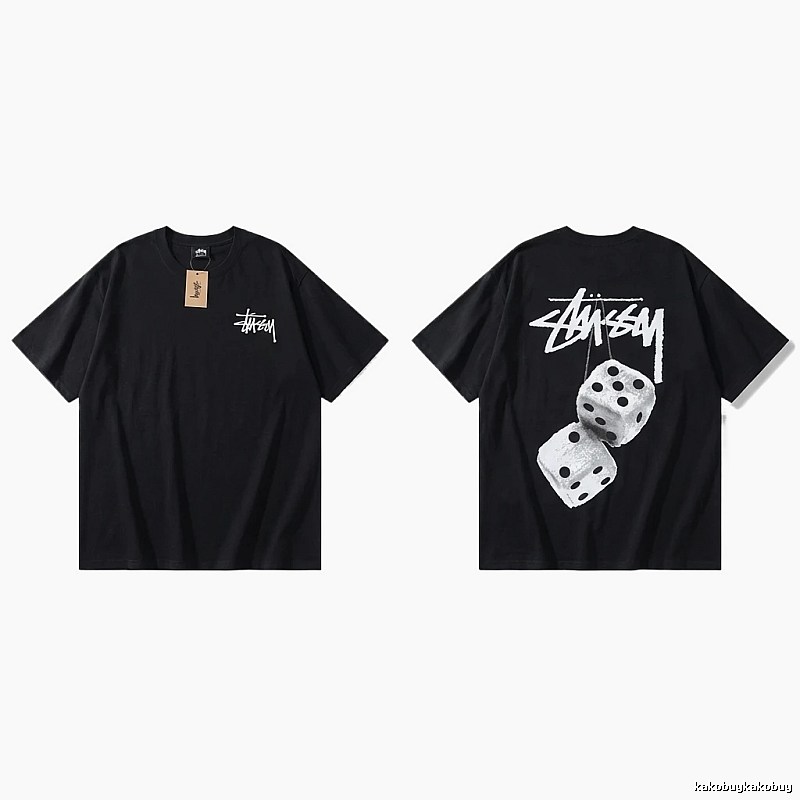 Stussy Dice Trendy and Cool Style Black T-shirt