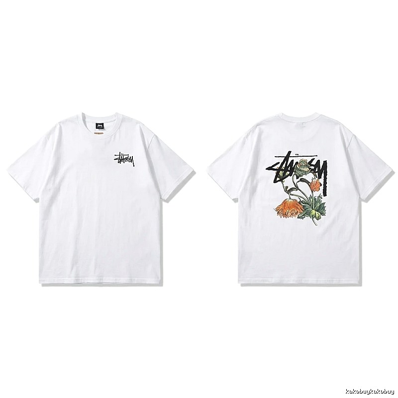 Stussy Floral Print White T-shirt