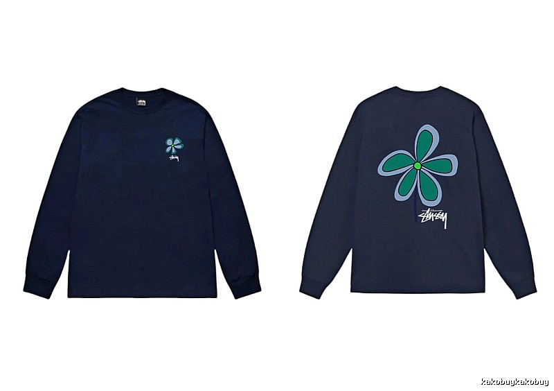 Stussy Floral Series Casual Style Navy Long-Sleeve