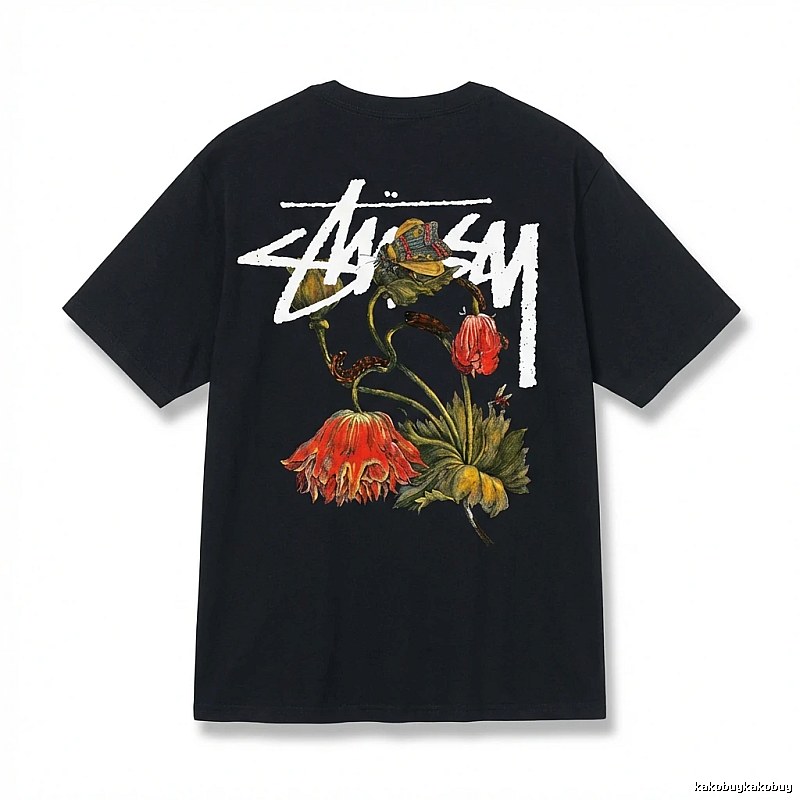 Stussy Floral Style Black T-shirt