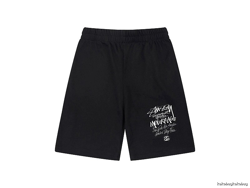 Stussy graffiti-style black shorts