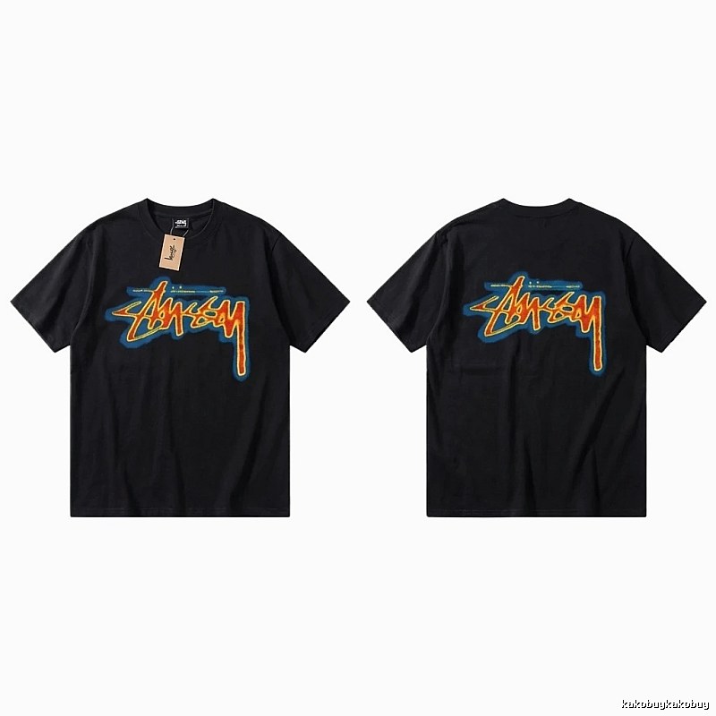 Stussy graffiti-style black T-shirt