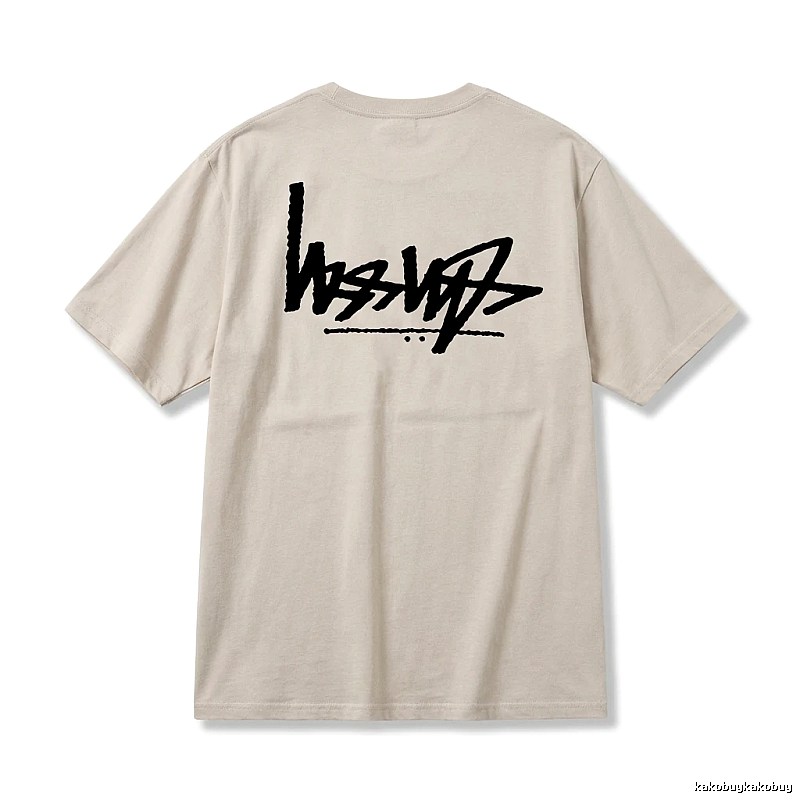 Stussy graffiti-style light gray T-shirt