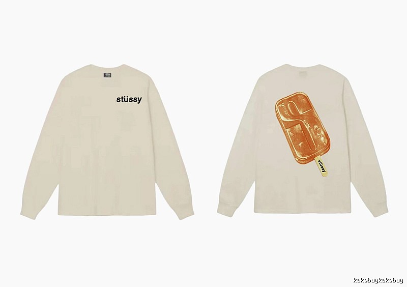 Stussy Ice Cream Style Off-White Long-Sleeve Shirt