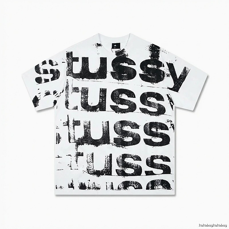 Stussy letter print white T-shirt