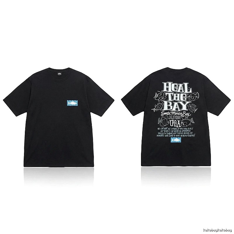 Stussy retro-style black short-sleeve