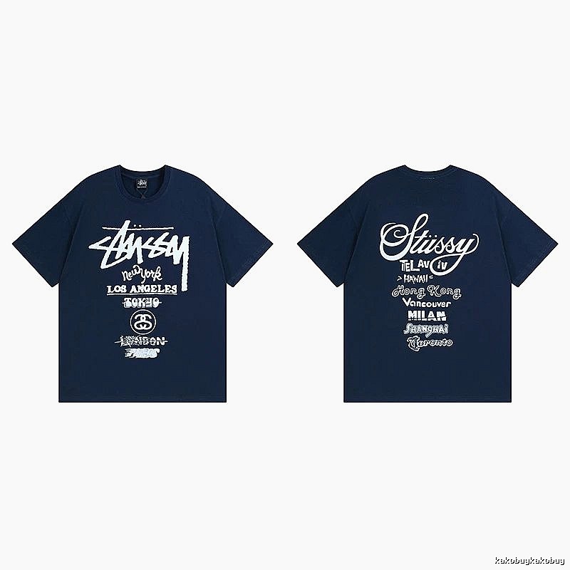 Stussy Simple Logo Finish Spider Graphic T-Shirt Minimal Look