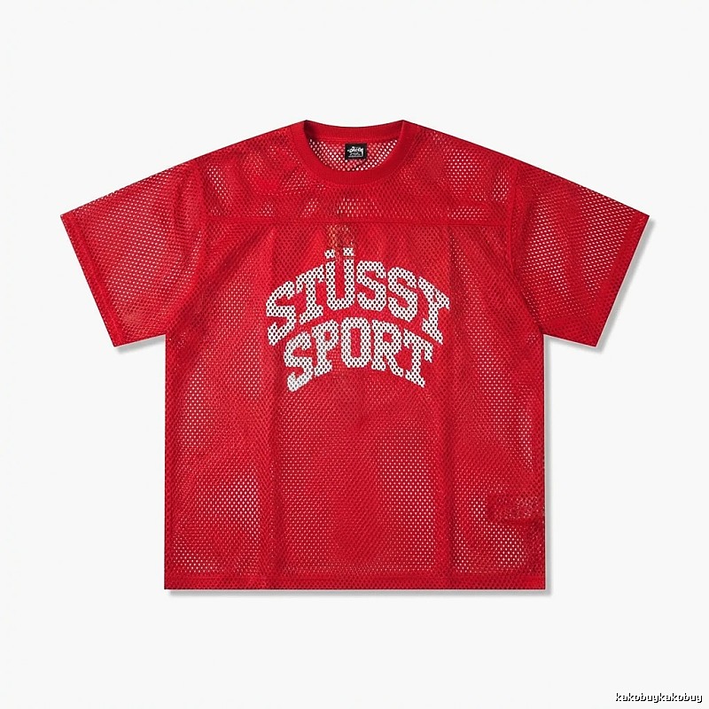 Stussy Sport series red trendy short-sleeved shirt.