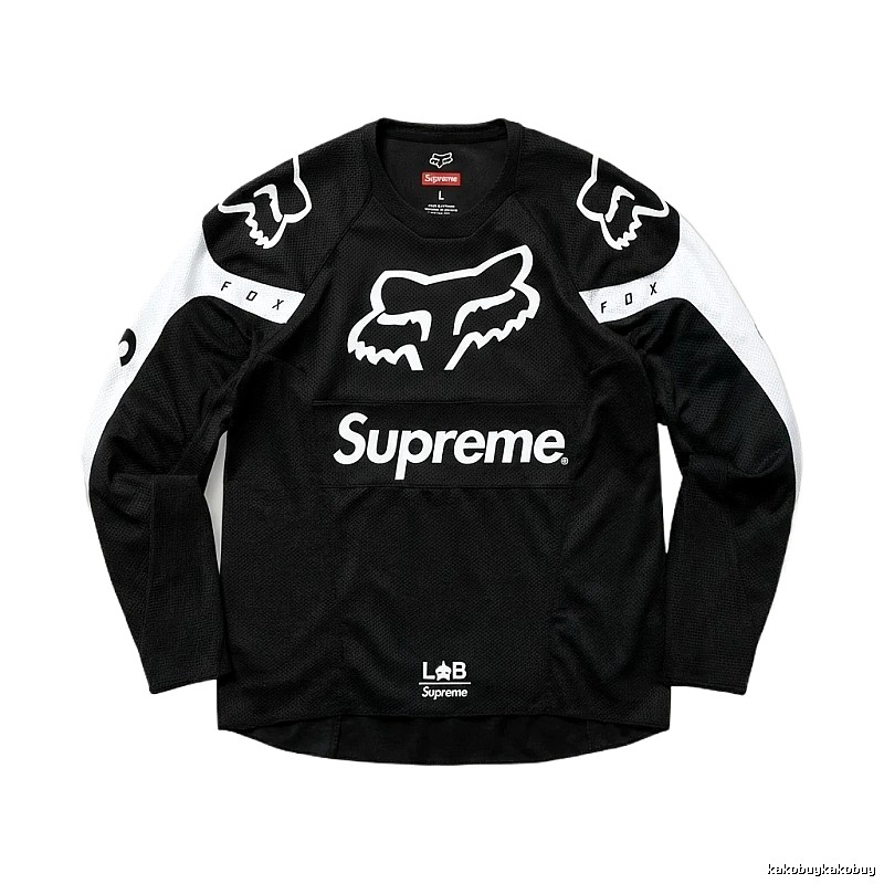 Supreme black and white trendy long-sleeved shirt