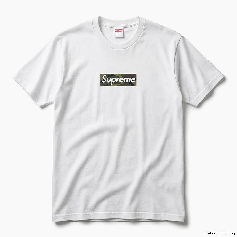 Supreme camouflage-style white T-shirt