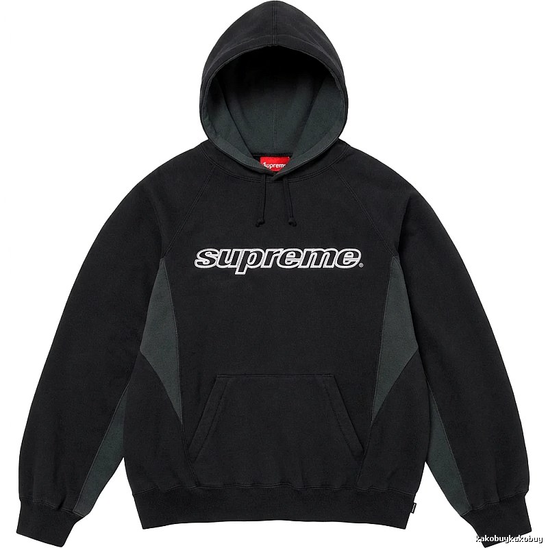 Supreme patchwork-style black hoodie