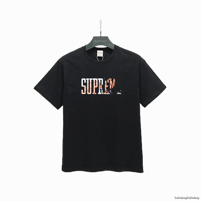 Supreme Portrait Print Street Style Black T-Shirt