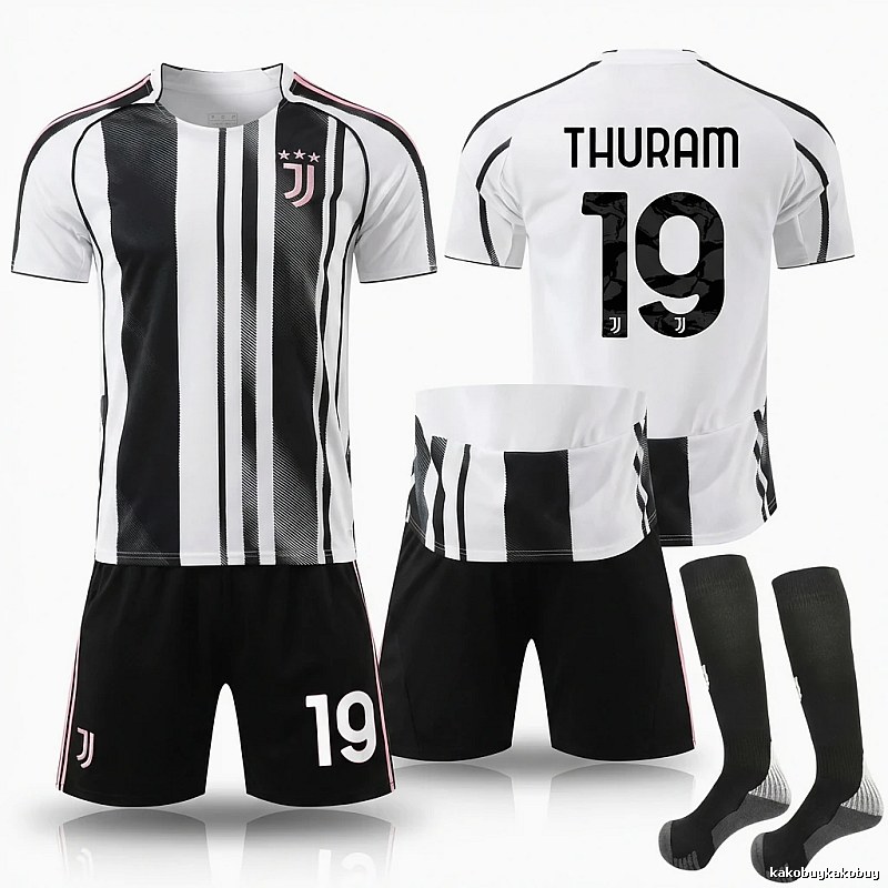The black and white striped football jersey of Juventus.