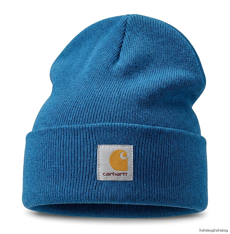The classic blue knitted hat of Carhartt.