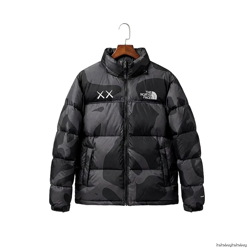 The North Face camouflage-style down jacket (black)