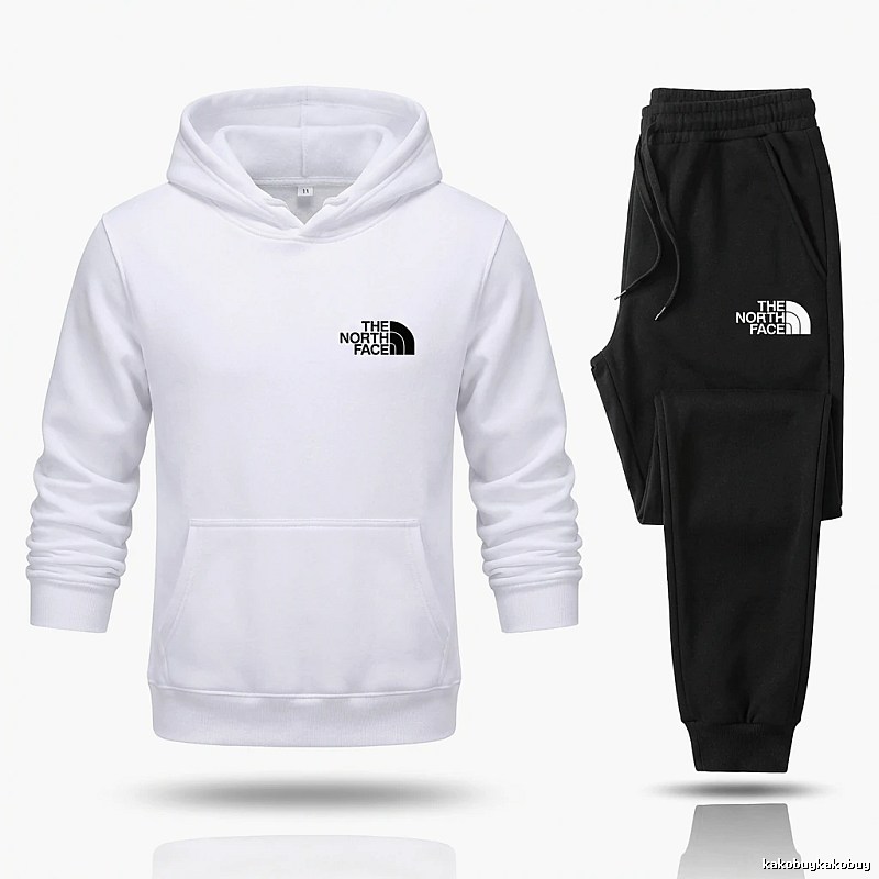 The North Face simple black and white sportswear set
