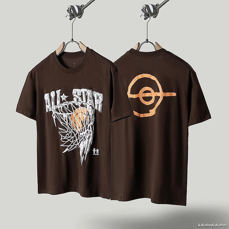 Travis Scott All-Star Street-style Basketball Brown T-Shirt