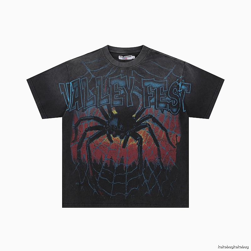 Valley Fest Spider Vintage Distressed Black T-Shirt