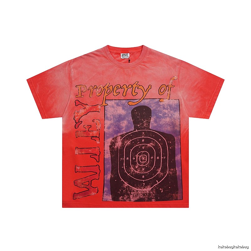 Valley Target Print Vintage Orange-red Short Sleeve T-Shirt