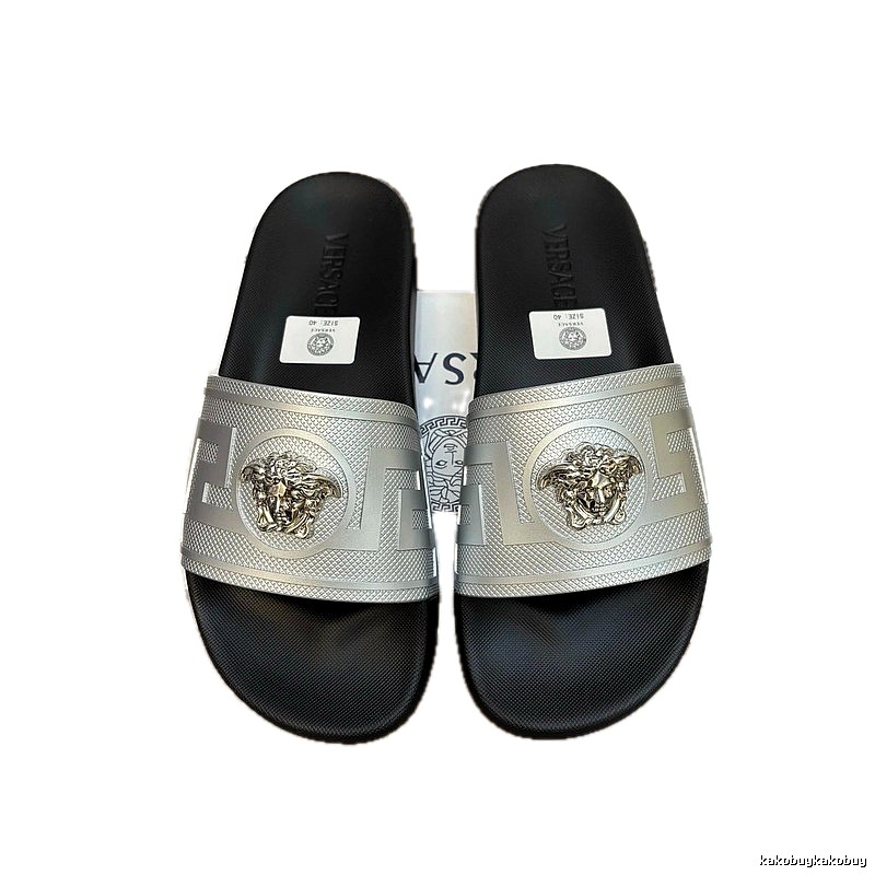 Versace Medusa Luxury Trendy Silver & Black Slides
