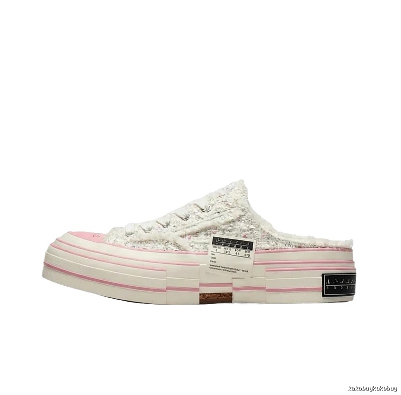 Xvessel casual style white and pink slippers